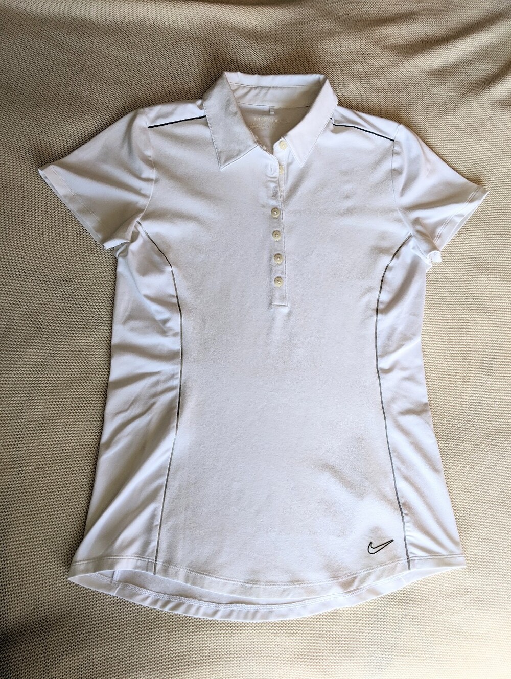 Nike Golf Dri-Fit Polo Shirt White with Silver Piping  Size Med
